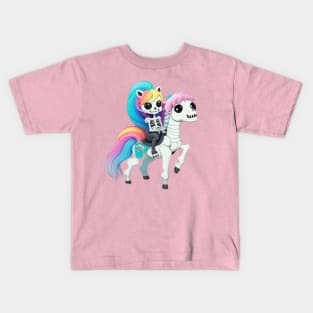 skeleton riding horse Kids T-Shirt